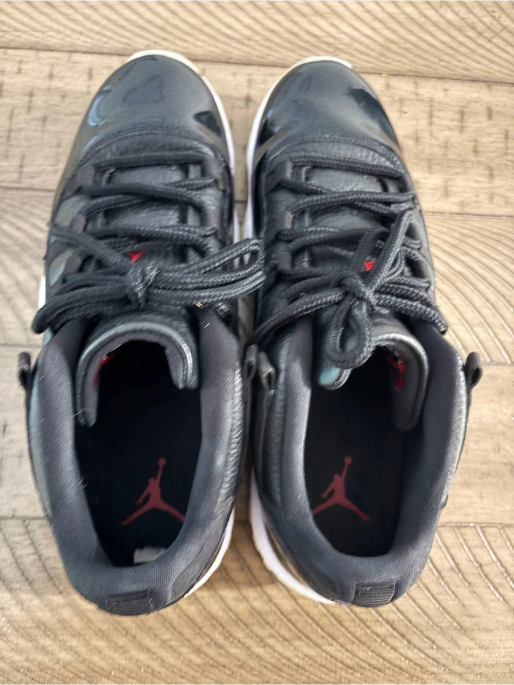 Jordan Men's Black Athletic Sneakers with Red Jumpman
